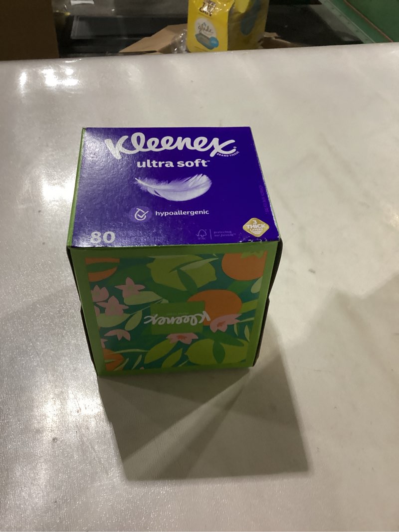 Condition photo showing New/Like New for Kleenex Ultra Soft Facial Tissues, 8 Cube Boxes, 80 Tissues per Box, 3-Ply, Packaging May Vary White 80 Tissues (Pack of 8)