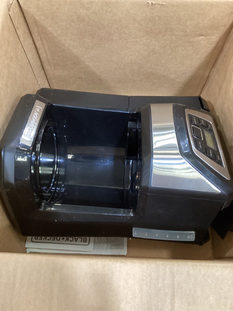 Condition photo showing As Is for BLACK+DECKER 12-Cup Mill and Brew Coffee Maker, Automatic Grind and Brew Drip Coffee Machine, Programmable, Sneak-A-Cup, Reusable Filter. 12-Cup Coffee System