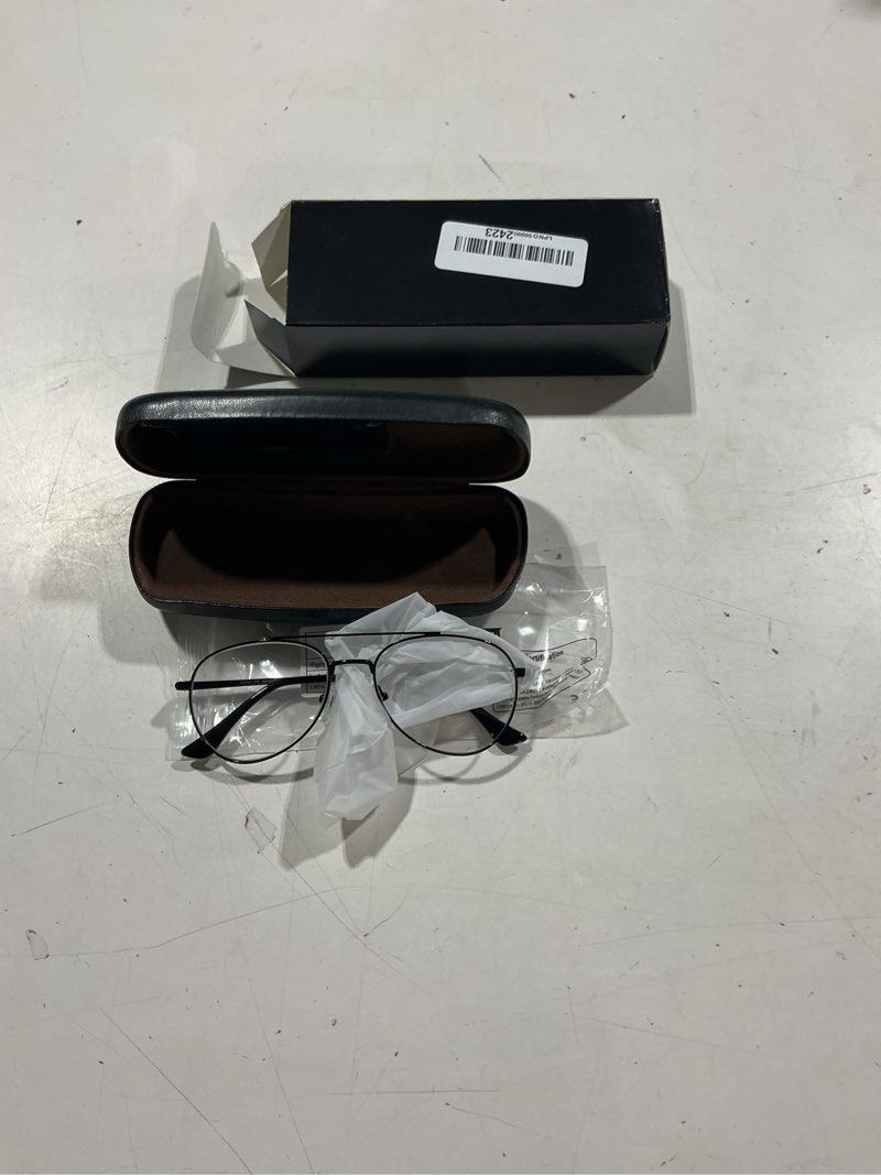 Condition photo showing Good Condition for aviator reading glasses for men and women blue light blocking lens spring temple black 54 millimeters 0.0 x