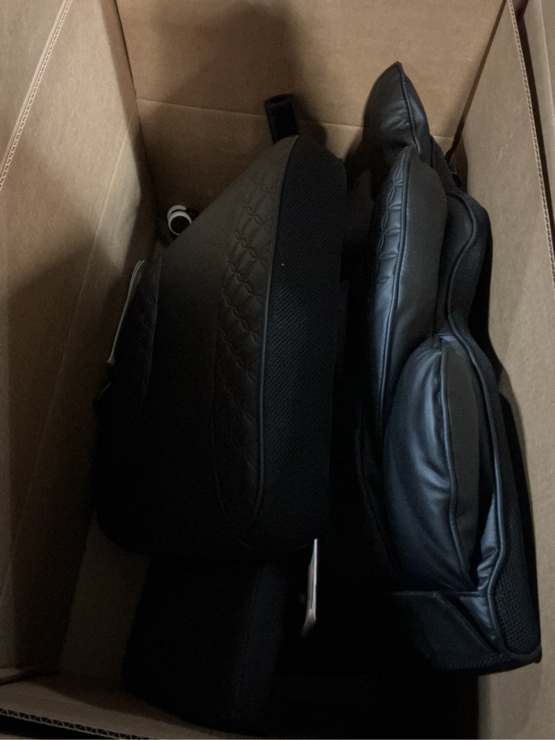 Condition photo showing As Is for comhoma big and tall office chair heavy duty wide ergonomic gaming chair with deluxe embossing designed leather with foot rest,150°reclining adjustable armrests pocket spring back support and pillow 03-space black