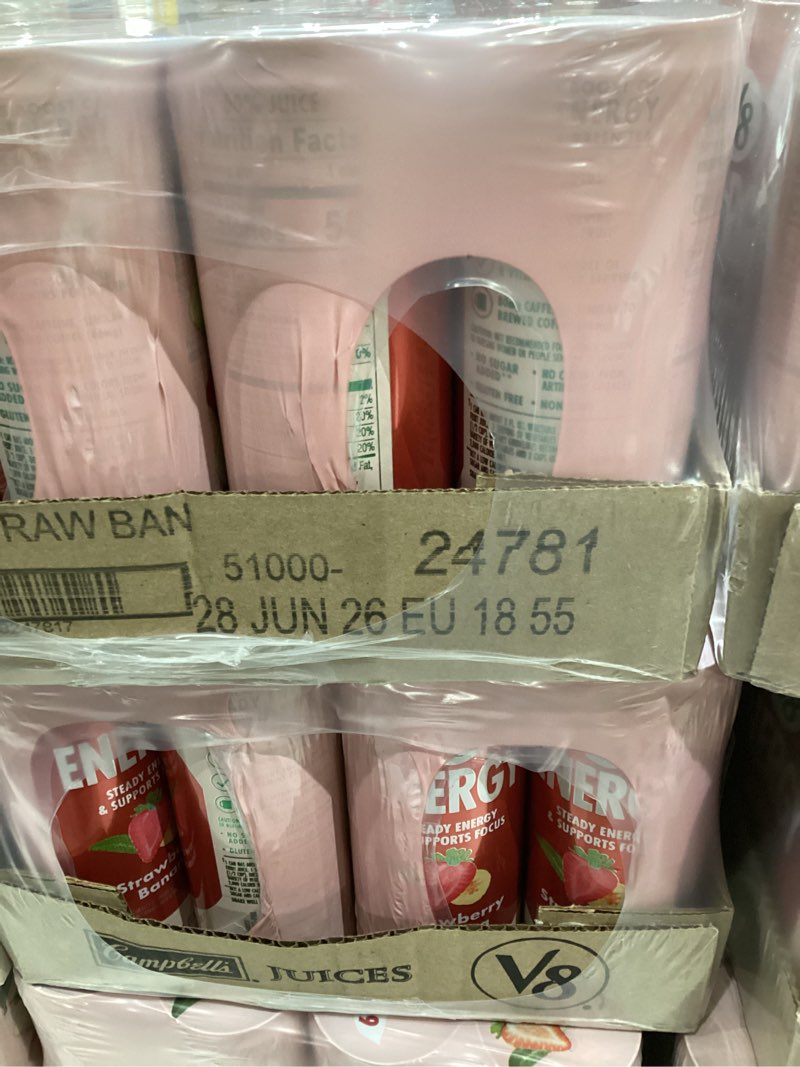 Condition photo showing Good Condition for v8 energy strawberry banana juice energy drink, 8 fl oz can (24 pack) strawberry banana pack of 24 (8 fl oz)