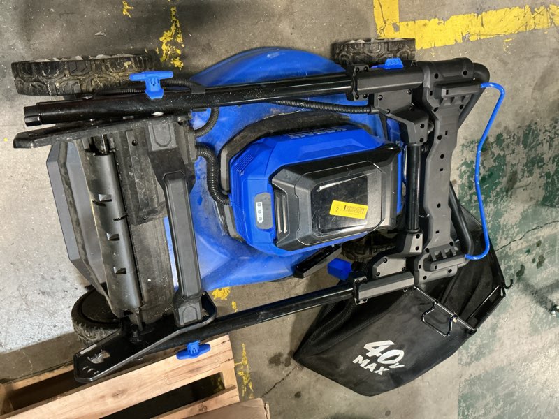 Condition photo showing As Is for kobalt gen4 40-volt, 20-in self propelled battery walk mower with (battery and charger not included)