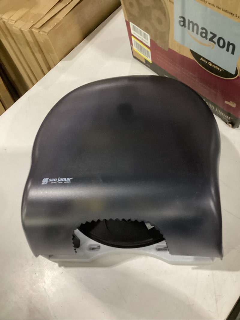 Condition photo showing Good Condition for san jamar classic carousel tissue dispenser with 4-stations that hold 4 rolls for public restrooms, black pearl 1