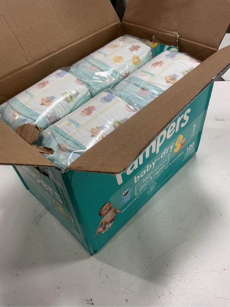 Condition photo showing New/Like New for (size :1 )pampers diapers - baby dry -, 120 count, absorbent disposable infant diaper (packaging may vary) size 1 120