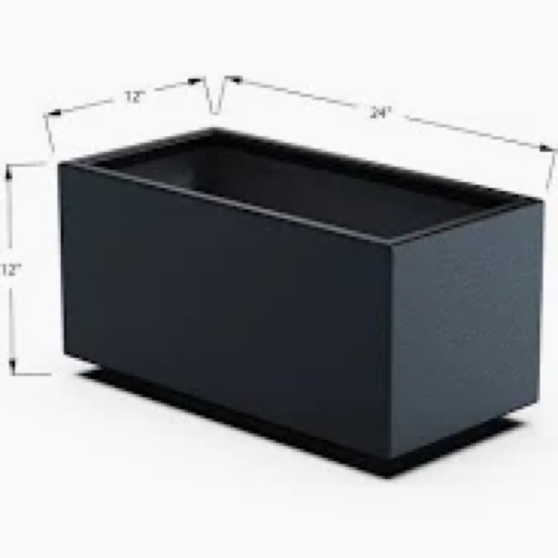 Outdoor Metal Planter Box 26Wx10Dx16H, Large Rectangular Trough Planters, Easy 5-Min Assembly, Modern Plant Container with Drainage Holes, Heavy Duty, Weather resistant black