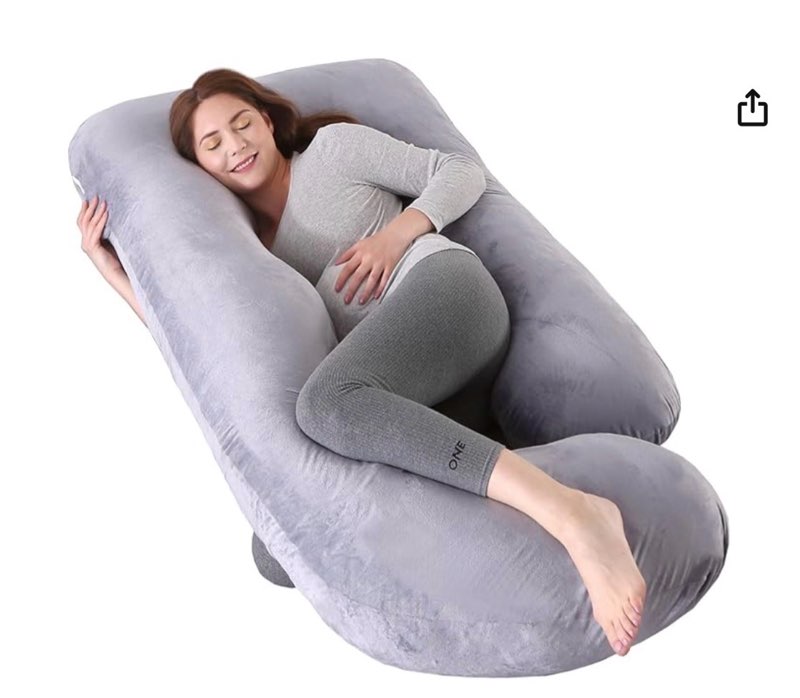 u-shaped full body pillow for adults, maternity pillow with washable velvet cover, ergonomic support for back, belly & hips, comfort for expecting mothers & side sleepers, grey