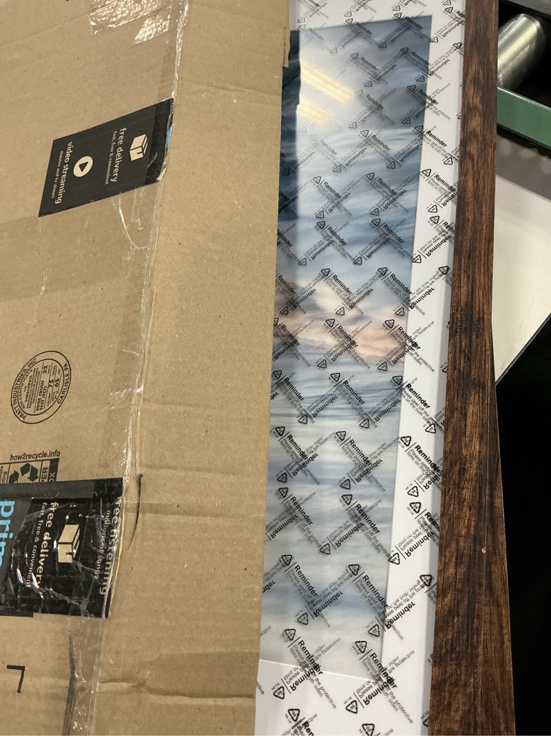 Condition photo showing As Is for 18x24 picture frame brown 2 pack, display pictures 16x20 with mat or 18 x 24 without mat, classic poster frame for horizontal or vertical wall mounting brown 18x24