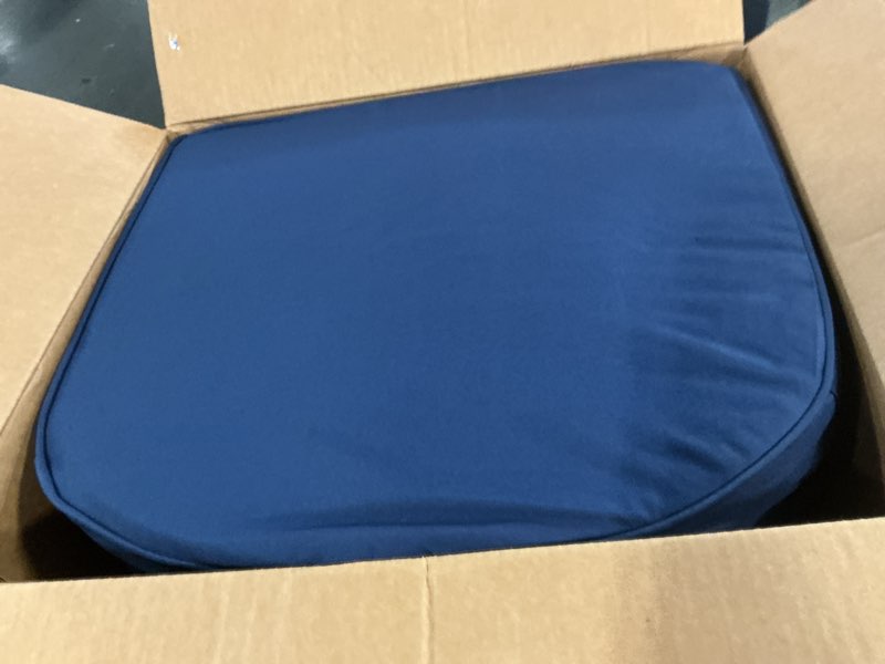Condition photo showing Good Condition for outdoor chair cushions set of 4: waterproof & fade resistant patio furniture cushions - 17 x 16 x 2 inch non slip round corner seat cushion pads with removable cover for garden yard lawn, navy blue 17x16x2 inch-4p navy