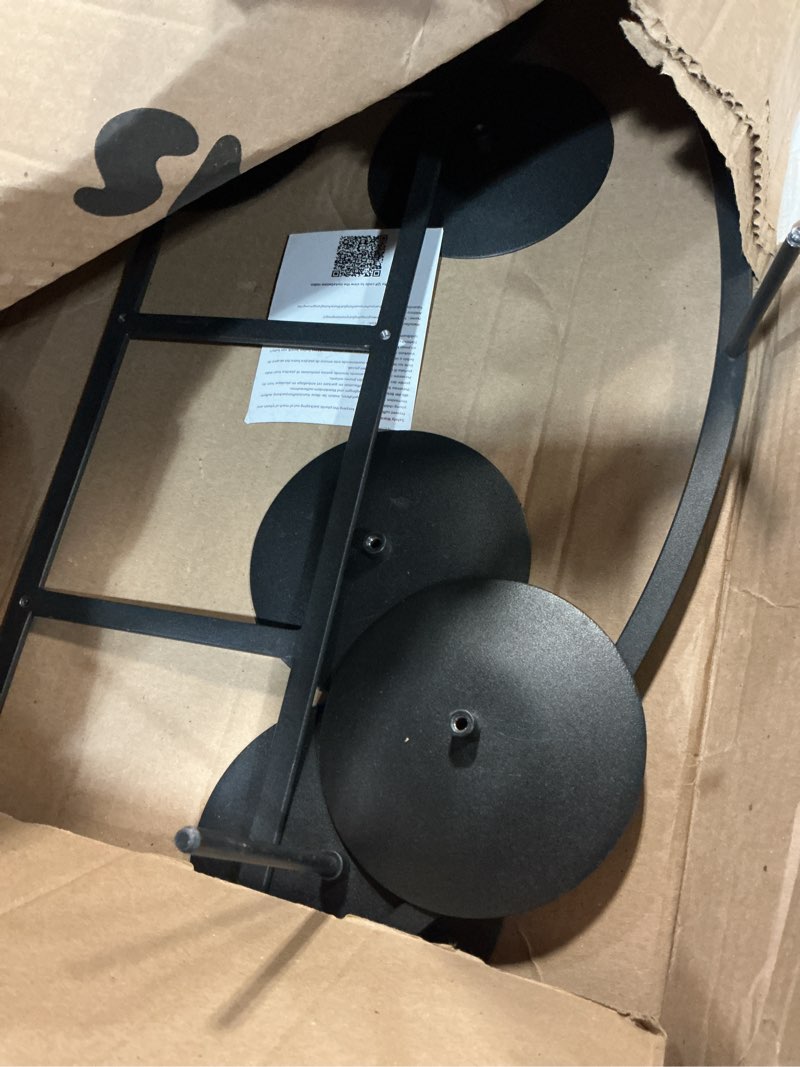 Condition photo showing As Is for Candelabra Fireplace Candle Holder: Black Metal Pillar Candle Holders for Inside Fireplace Mantle Decor Floor Candelabras Table Centerpiece Large Black Large