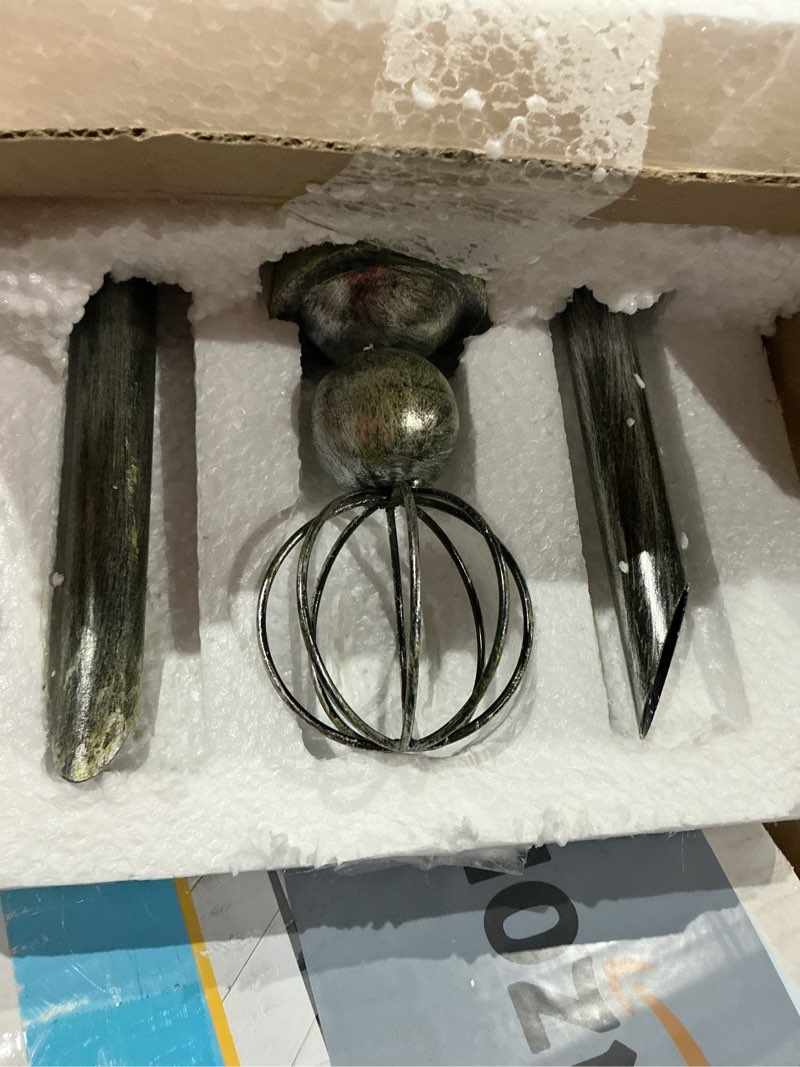 Condition photo showing Good Condition for tandefio 3 pcs garden hose guide spike 18 inch garden gazing ball hose guide spike stake heavy duty cast iron decorative for flower bed plant protection outside yard lawn