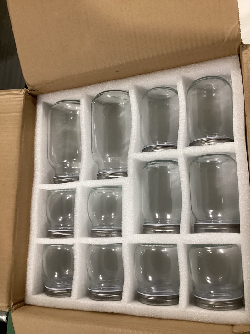 Condition photo showing Good Condition for 24 Pcs Large Mason Jars Variety Pack with Lids 25/12/10 oz Clear Glass Mason Jars Bulk Regular Mouth for DIY Projects Meal Prep Honey Wedding Favors Food Storage Dry Food Snack(24 Pcs,Silver) 24 Silver