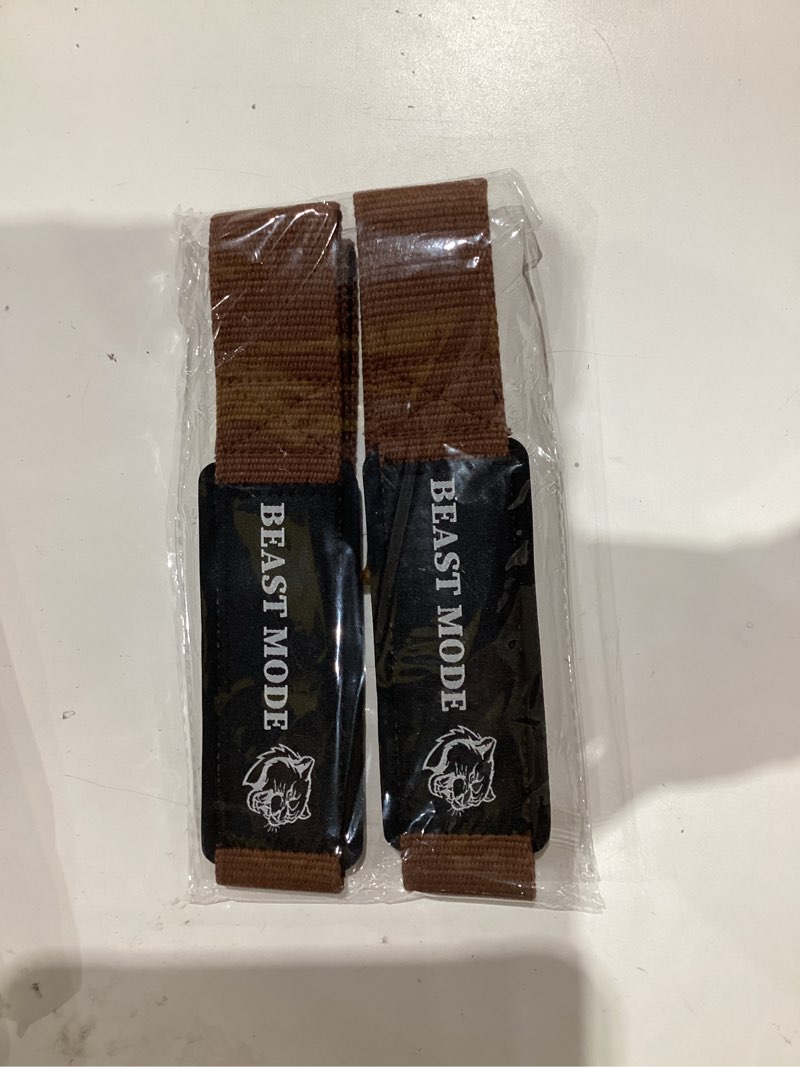 Condition photo showing New/Like New for TECEUM Lifting Straps for Weightlifting Gym Strength Training - Wrist Straps with Neoprene Padded Cotton - Men & Women – Ideal for Powerlifting, Bodybuilding & Deadlifts Brown 18" - Beast Mode