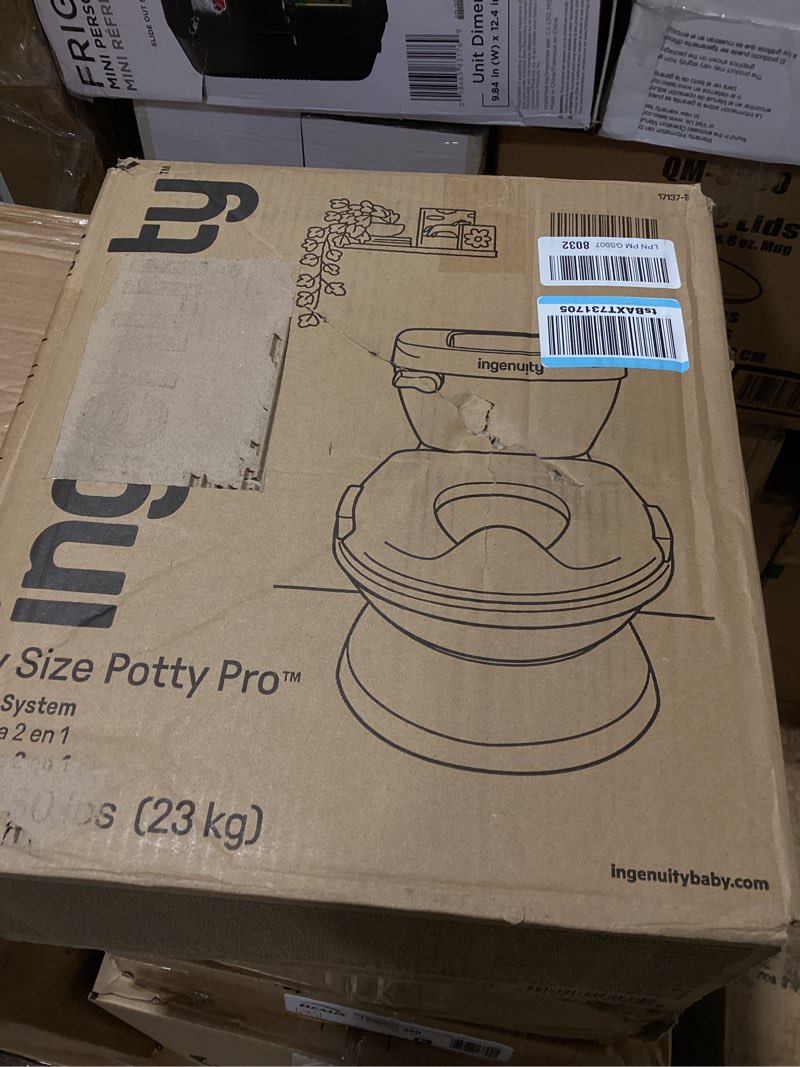 Condition photo showing Good Condition for ingenuity my size potty pro in pink, infant potty training toilet, lifelike flushing sound, for ages 18 months, up to 50 pounds