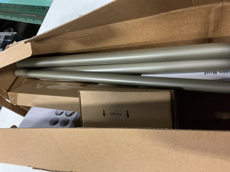 Condition photo showing As Is for kamanina double curtain rods 66 to 120 inches (5.5-10 feet), dual telescoping curtain rod for windows 54 to 115 inches, 7/8 inch decorative curtain rods with twisted cage finials, antique silver antique silver 66-120"