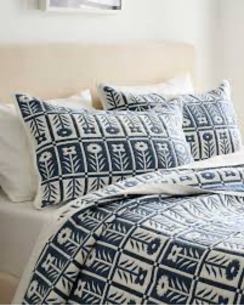 quince organic cotton jacquard floral coverlet set