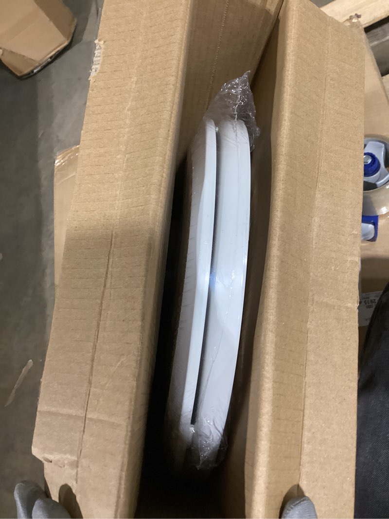 Condition photo showing As Is for elongated toilet seat slow close, quiet toilet seat cover with never loosen durable toilet seat lid easy to install & clean, polypropylene (pp), white elongated 18.5"