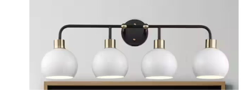 Indigo 30 in. 4-Light Black and White Bathroom Vanity Light Fixture with Metal Shades by Bel Air Lighting