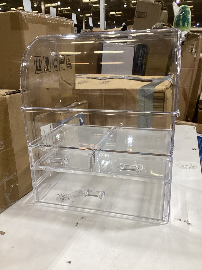 Condition photo showing New/Like New for moochi professional large cosmetic makeup organizer dust water proof cosmetics storage display case with drawers