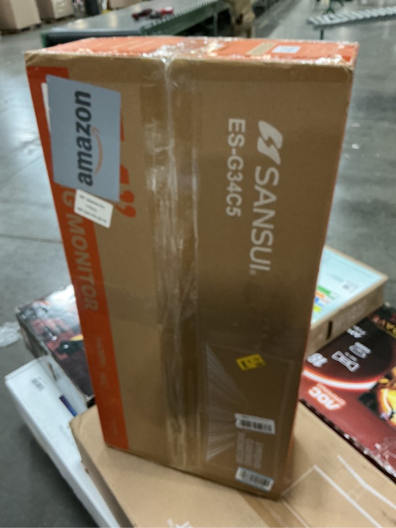 Condition photo showing As Is for SANSUI 34-Inch Curved Gaming Monitor UWQHD 3440 x 1440 Up to 165Hz Curved 1500R - PIP/PBP, 1ms(MPRT), HDR, 300nits, sRGB 125%, DCI-P3 95%,FreeSync,HDMIx2,DP1.4 x2 (DP Cable Included) 34In UWQHD 165HZ Curved Gaming 34In UWQHD 165HZ Curved Gaming