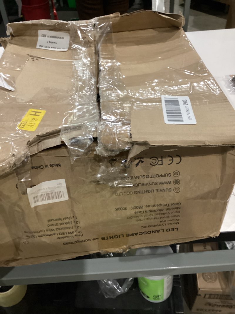 Condition photo showing As Is for SUNVIE 12-Pack Low Voltage Landscape Pathway Lights 3W Outdoor Landscape Lighting 3000K 12-24V LED Bollard Path Lights Wired CRI 90+ Aluminum Pathway Lighting for Walkway Yard Garden, ETL Listed Cord