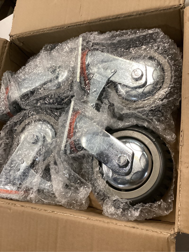 Condition photo showing Good Condition for Nisorpa 4 Pack Heavy Duty Plate Casters Set 6 inch Swivel Wheel with Brake Anti-Skid 360 Degree Ball Bearing Castor Wheels(All Swivel,2PCS with Brake 2PCS Without) 6 INCH All Swivel(Only Two With Brake)