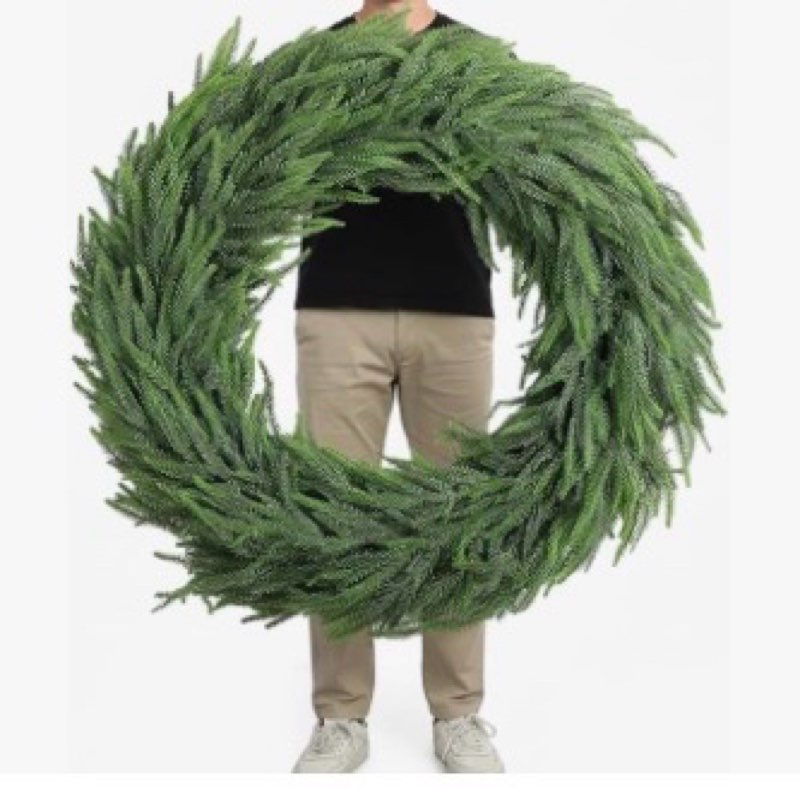 Wavwavw 36" Christmas Wreath Artificial Large Wreath Christmas Decoration for Front Door Real Touch 