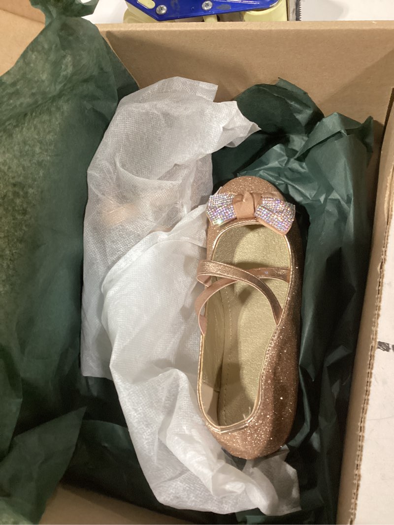 Condition photo showing Good Condition for similar productToddler Little Girls Glitter Dress Shoes Slip On Ballet Mary Jane Flats for Princess Wedding Party School 9.5 Toddler Gold