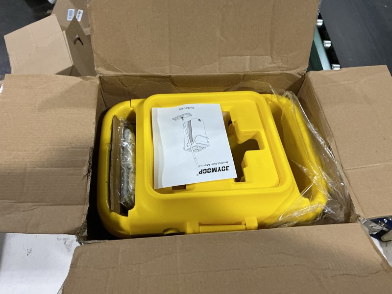 Condition photo showing Good Condition for joymoop industrial mop and bucket set, 17.7-inch dust mops for floor cleaning, flat mop bucket with wringer, include 5 reusable microfiber mop pads - yellow 17.7" mop-head - 60" mop+5 mop pads
