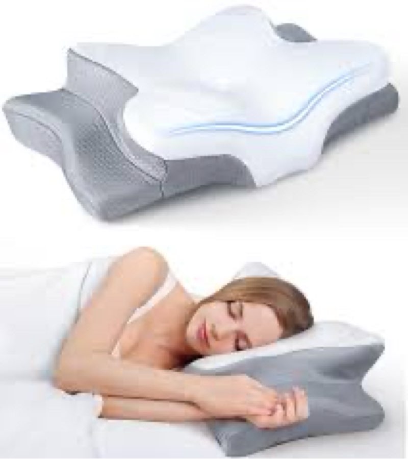 Cervical Pillow for Neck Pain Relief, Ergonomic Contour Memory Foam Neck Pillow Support for Side - S