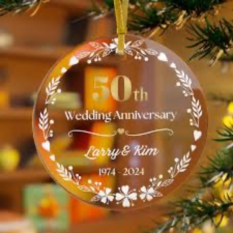 YIDAJI Christmas 50th Wedding Anniversary 2025 Gifts - Happy 50th Anniversary Ornament For Couple - 