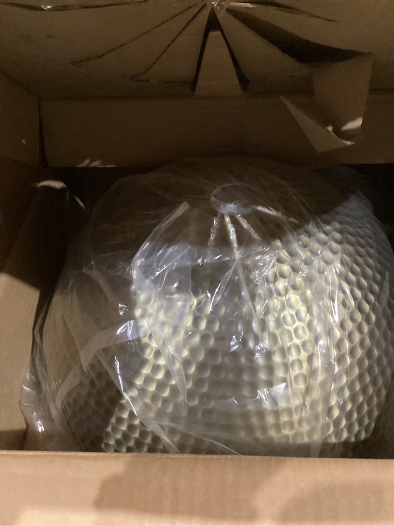 Condition photo showing Good Condition for ELYONA 2 Pack Large Hammered Pendant Light Fixtures, 16 Inch Ash Wood Vintage Dome Hanging Lamp, Antique Gold Mid Century Pendant Lighting for Kitchen Island, Farmhouse, Dining Room, Brushed Brass Brass - 2 Pack