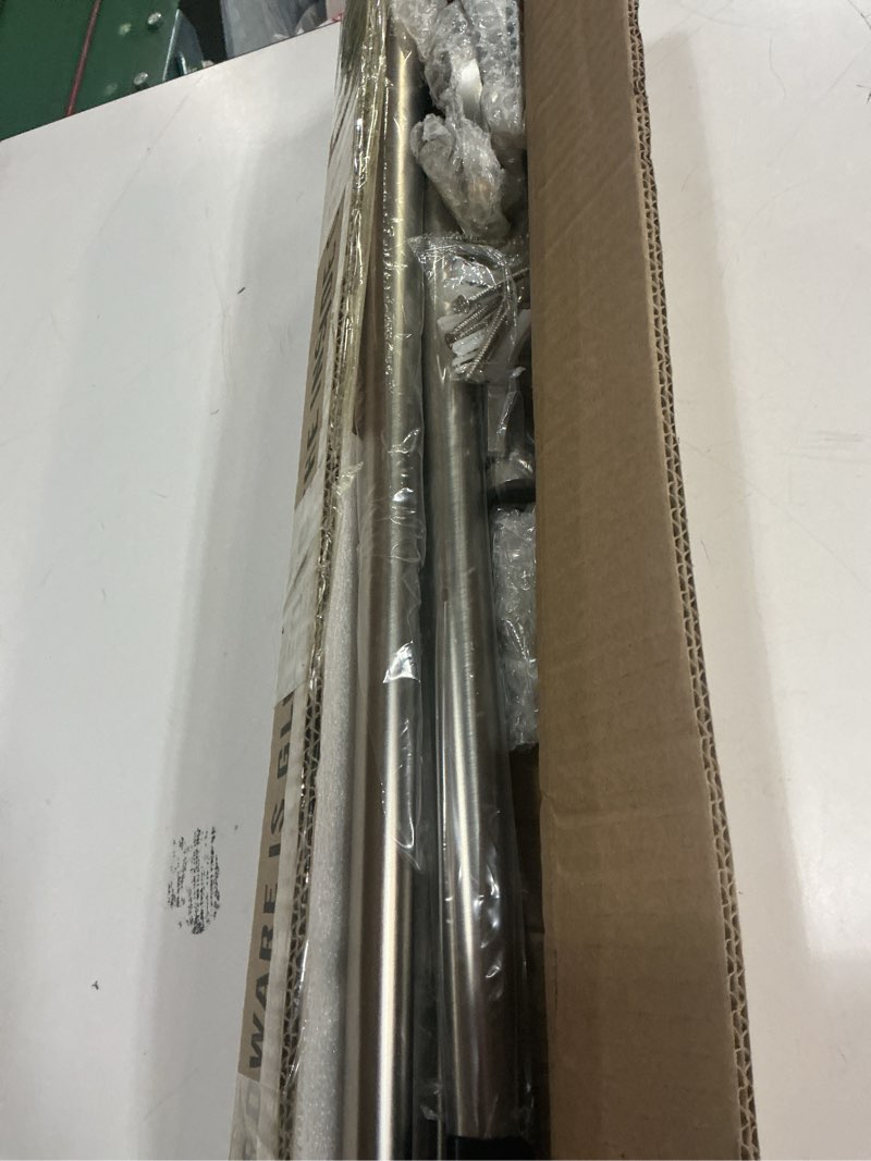 Condition photo showing Good Condition for Modern Curtain Rods, 1Inch Diameter Decorative Single Window Rod Telescoping 28-48 Inch Adjustable Drapery Rods Matte Nickel Color For Bedroom Living Room Kitchen Office Matte Nickel 28-48"