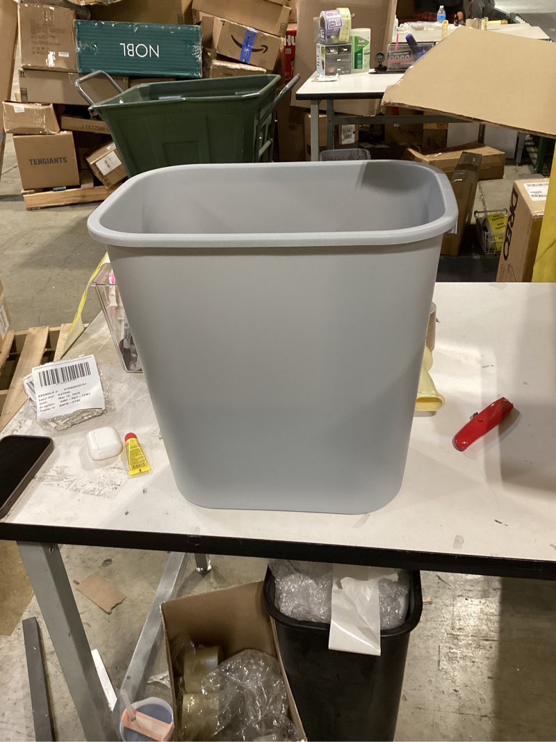 Condition photo showing Good Condition for Rubbermaid Commercial Products Resin Wastebasket/Trash Can, 7-Gallon/28-Quart, Gray, Plastic, for Bedroom/Bathroom/Office, Fits Under Desk/Sink/Cabinet 7 Gallons Gray 1