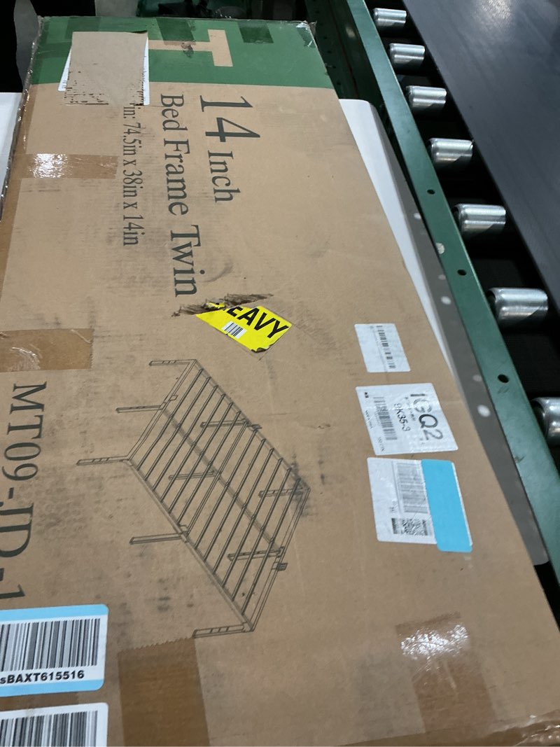 Condition photo showing New/Like New for yitong angel twin size bed frames, 14 inch high 3500 lbs heavy duty metal platform, mattress foundation with steel slat support/no box spring needed/noise free/non-slip/easy assembly twin 14 inch