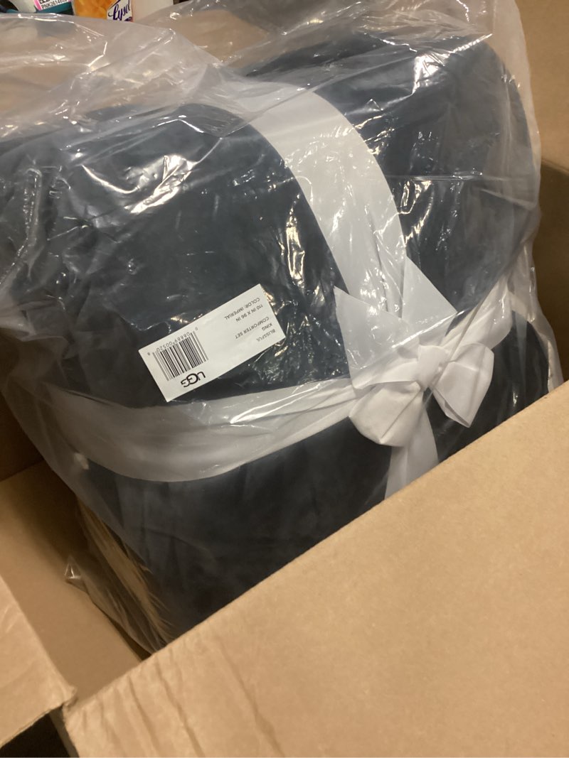 Condition photo showing Good Condition for UGG Blissful Comforter Set with 2 Pillow Shams, Warm Winter Bedding, Fluffy Reversible Down Alternative Bedding, King/California King Size Comforter Set, Imperial Blue Blue King