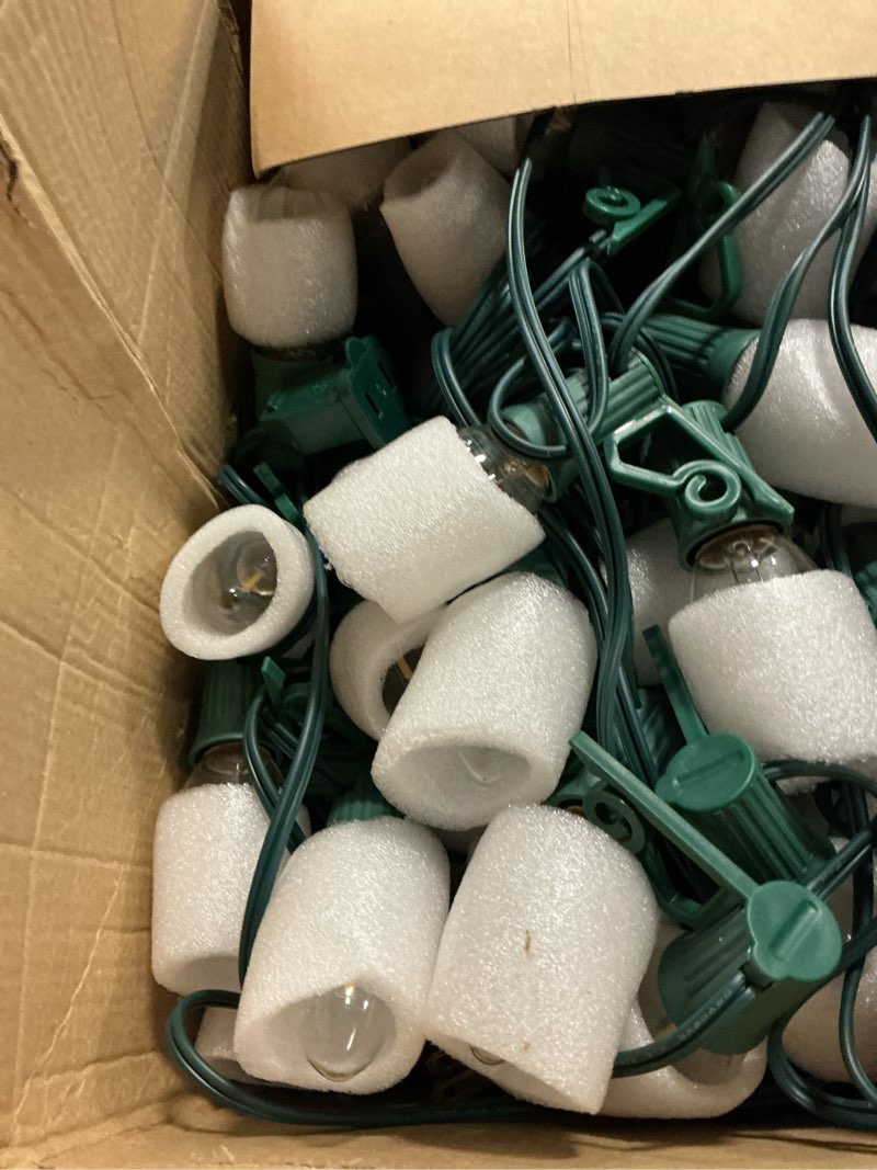 Condition photo showing New/Like New for 50 FT C9 LED Christmas Lights Outdoor With Clips, Large Bulb String Lights, Warm White Roofline Lights for House and Garden Xmas Decoration