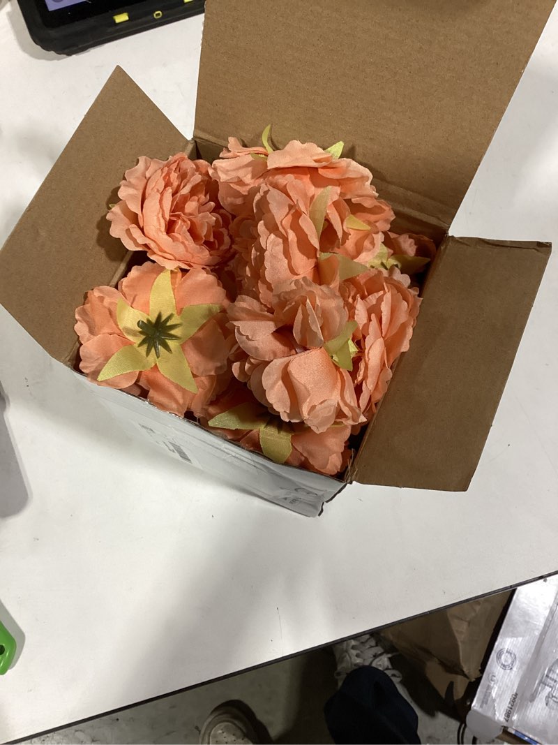 Condition photo showing Good Condition for thiccywoov 50 pcs artificial flowers, 3.2 inches silk rose head flowers fake no stem for wedding bridal bouquet home floral decor diy centerpieces arrangements party tables decoration(peach)