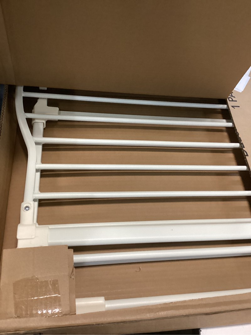 Condition photo showing As Is for Toddleroo by North States - Deluxe Décor Safety Gate: Extra Wide Baby Gate - Adjustable 38.3 to 72 Inches Wide - 30 Inches Tall - Taupe Baby Gate 72" Wide Gate Warm White