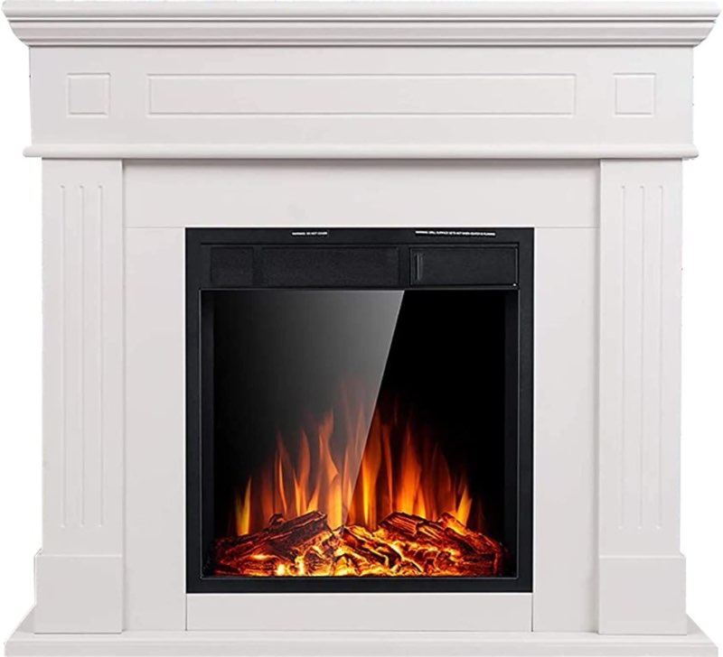 43.3''W Electric Fireplace Mantel, Wooden Surround Firebox Freestanding for TVs up to 55"