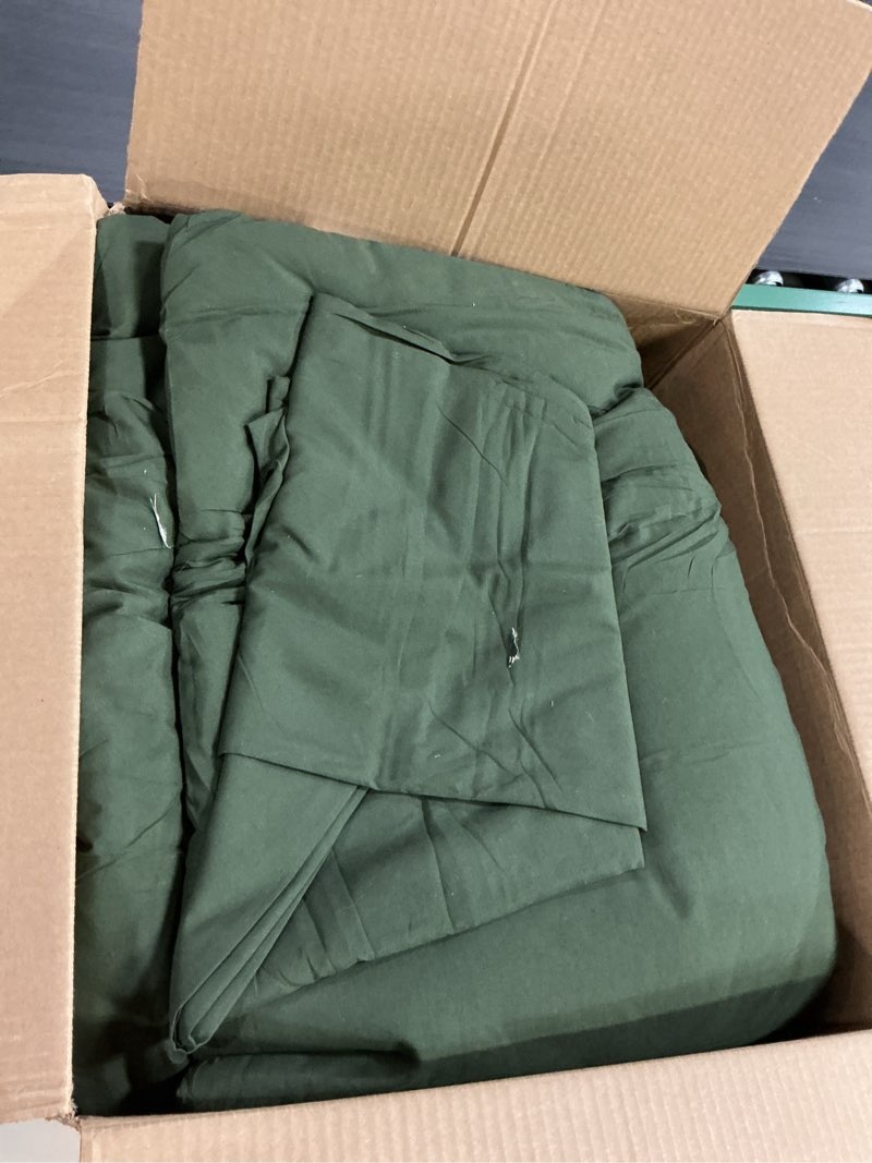 Condition photo showing Good Condition for Litanika Dark Olive Green Comforter Set Queen, 3 Pieces Solid Bedding Comforter Set, All Season Fluffy Bed Set (90x90In Comforter & 2 Pillowcases) Dark Olive Green Queen