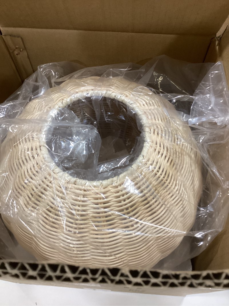 Condition photo showing Good Condition for natural rattan globe pendant lighting woven lantern chandelier pendant lamp shade natural materials hanging ceiling lamp for kitchen island dining room living room 30cm/11.8in