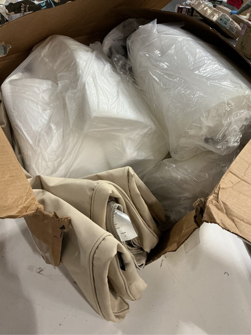 Condition photo showing As Is for Favoyard Outdoor Chair Cushions 19" x 19" x 2" Set of 4 Patio Chairs Cushions 3-Year Fade Resistant & Water-Resistant Cushions for Outdoor Furniture with Hidden Zipper, Attach Straps for Dining Chairs Beige 19 x 19 Inch