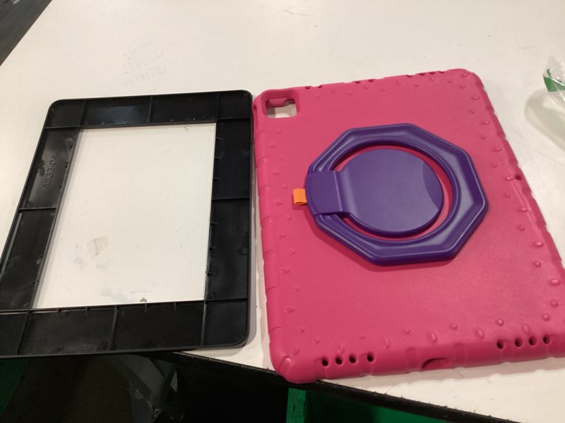 Condition photo showing As Is for for ipad pro 12.9 case 3rd 4th 5th 6th generation with pencil holder & 360° rotating handle stand, new cute rugged cover for ipad pro 12.9 inch 2022/2021/2020/2018 - rose red case for ipad pro 12.9 3rd/4th/5th/6th rose red