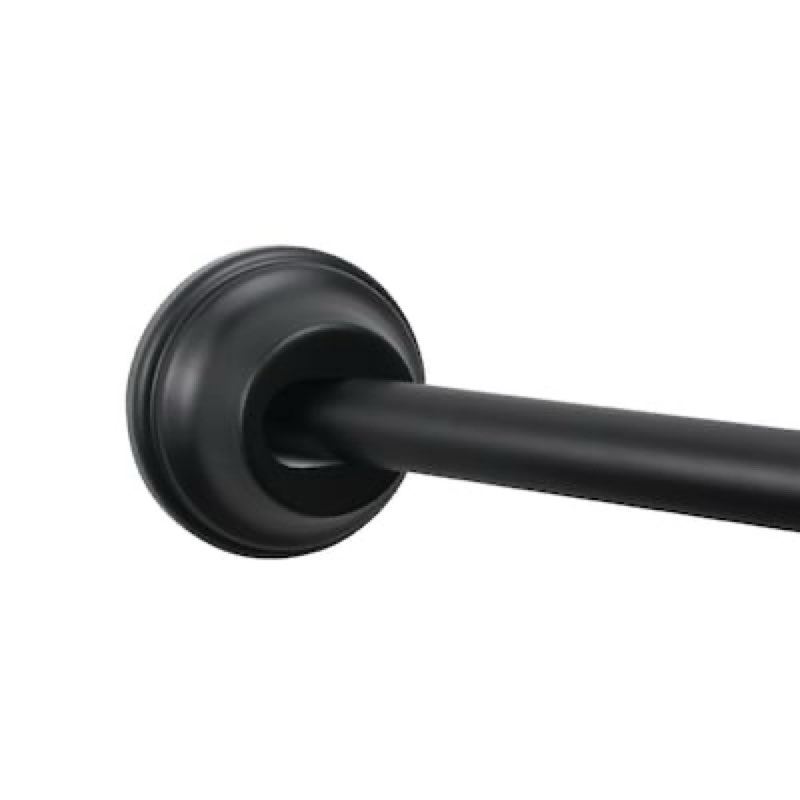 allen + roth 44-in to 72-in matte black fixed or tension single curve adjustable shower curtain rod
