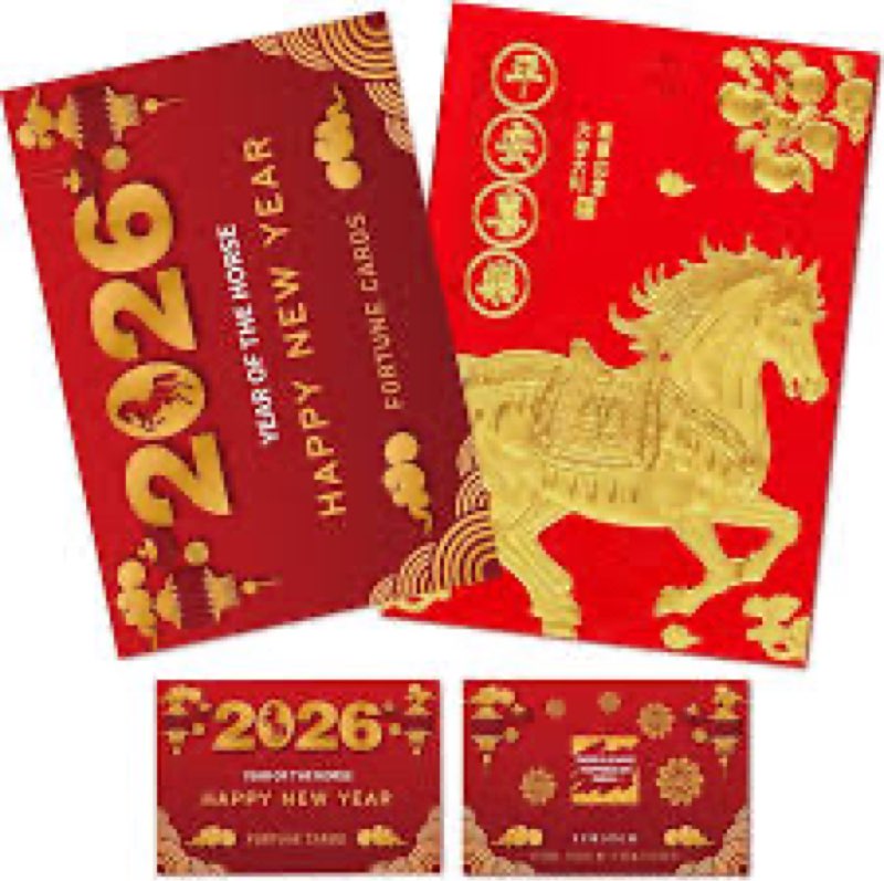 junkin 100 set chinese new year gift horse lucky coins red commemorative cards 2026 lunar new year g