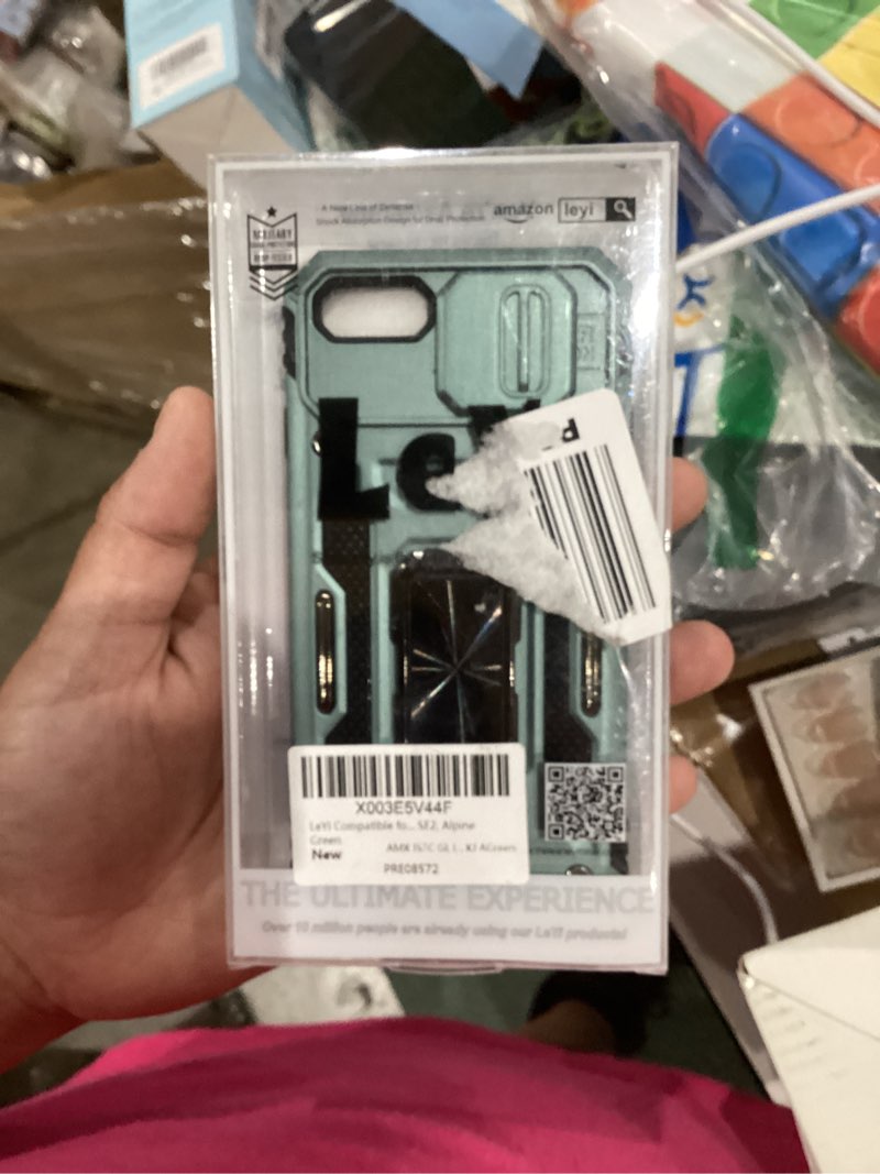 Condition photo showing New/Like New for leyi for iphone 7 case: iphone 8 case, iphone se 2022 2020 case with slide camera cover + [2 packs] tempered glass screen protector, military-grade case with kickstand for iphone se3 se2, alpine green