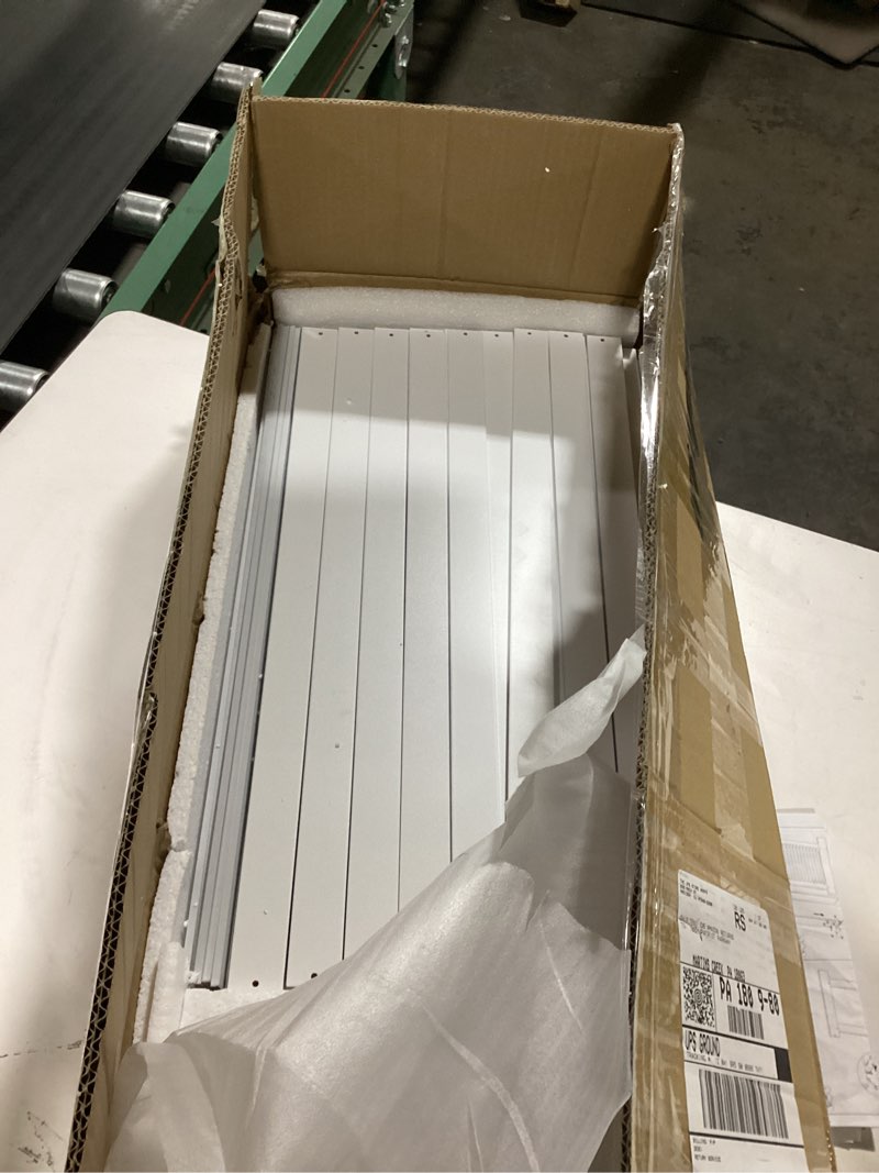 Condition photo showing As Is for High Radiator Cover Wood Cabinet: 36 Inch Height White Large Heater Covers Vertical Slats Modern Tall Radiators Shelf Thicken MDF Wooden Bedroom Hallway Home Furniture Wall Cabinets for Living Room