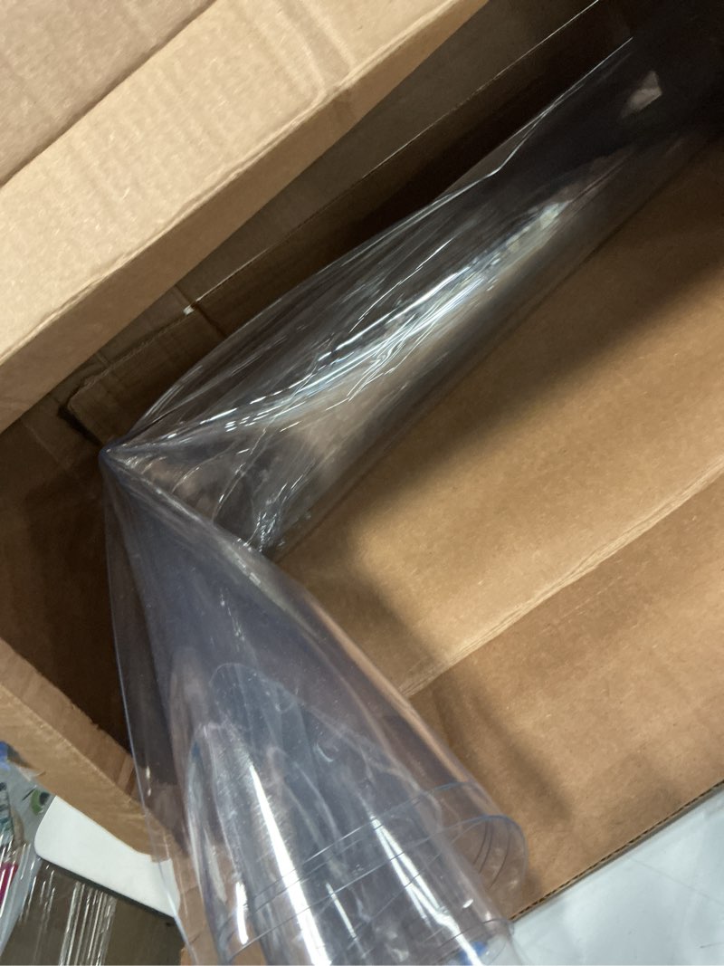 Condition photo showing As Is for 42x102 Inches Long Rectangle Table Pads Clear PVC Table Protector Crystal Plastic Desk Cover Mat Pad for Conference Table Entryway Floor Carpet Transparent Vinyl Writing Desk Mat Water Heat Resistant Clear1.5 Rectangle 42"x102"