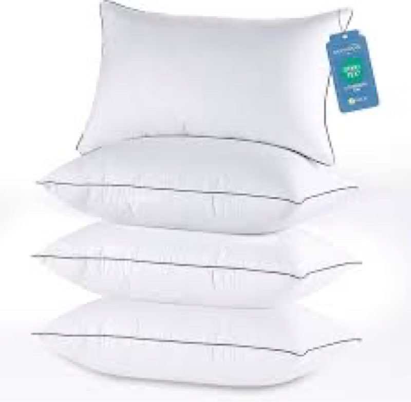 JOLLYVOGUE Pillows Queen Size Set of 4, Washable Supportive Bed Pillows with Super Soft Down Alterna