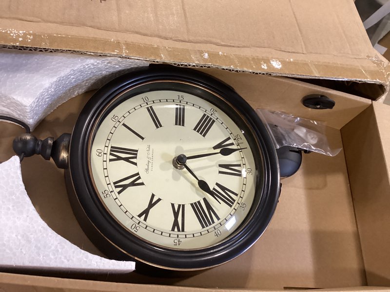 Condition photo showing Good Condition for vintage wall clock 8 inch round, black wall clocks with pendulum battery operated for living room, kichen,bathroom, home office wall decor